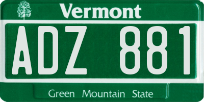 VT license plate ADZ881