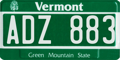 VT license plate ADZ883
