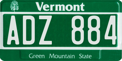 VT license plate ADZ884