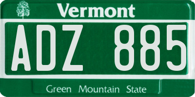 VT license plate ADZ885