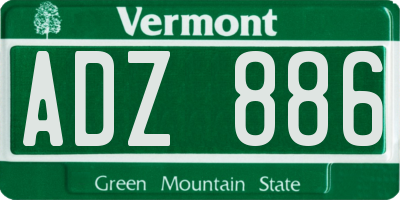 VT license plate ADZ886