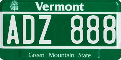 VT license plate ADZ888