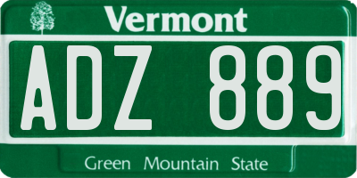 VT license plate ADZ889