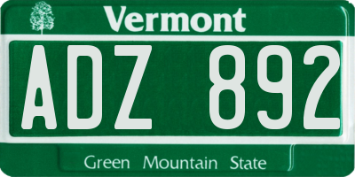 VT license plate ADZ892
