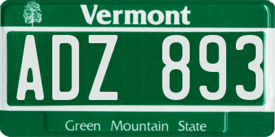 VT license plate ADZ893