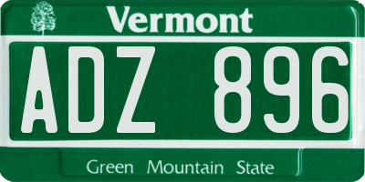 VT license plate ADZ896