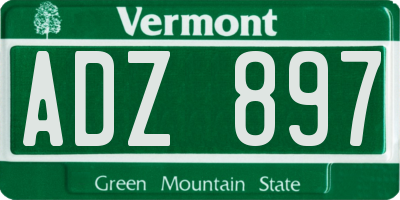 VT license plate ADZ897