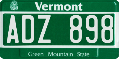 VT license plate ADZ898