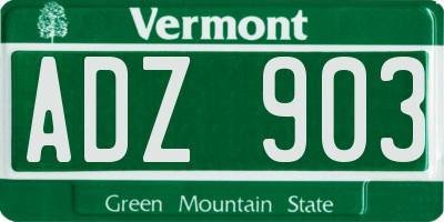 VT license plate ADZ903