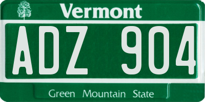 VT license plate ADZ904