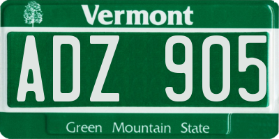 VT license plate ADZ905