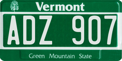 VT license plate ADZ907