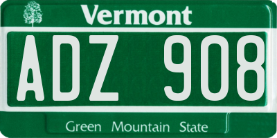 VT license plate ADZ908