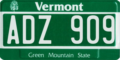 VT license plate ADZ909