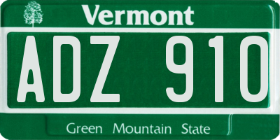 VT license plate ADZ910