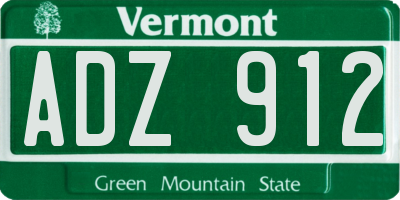 VT license plate ADZ912