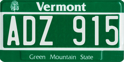 VT license plate ADZ915