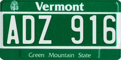 VT license plate ADZ916