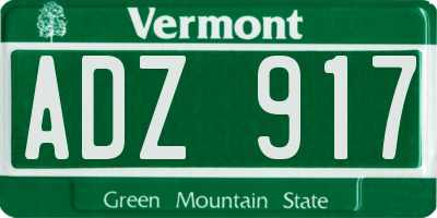 VT license plate ADZ917