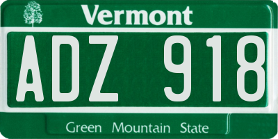 VT license plate ADZ918