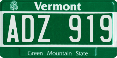 VT license plate ADZ919