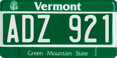 VT license plate ADZ921