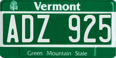 VT license plate ADZ925