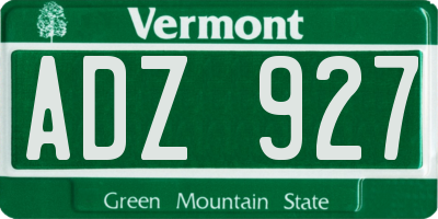 VT license plate ADZ927