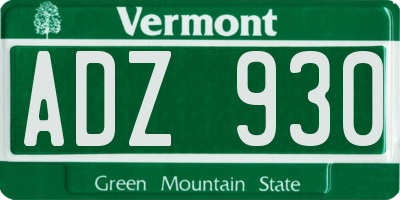 VT license plate ADZ930