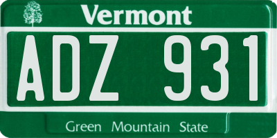 VT license plate ADZ931