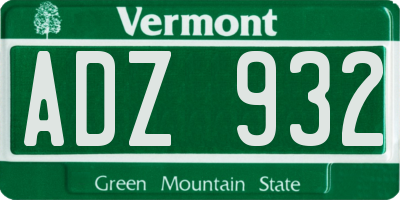 VT license plate ADZ932