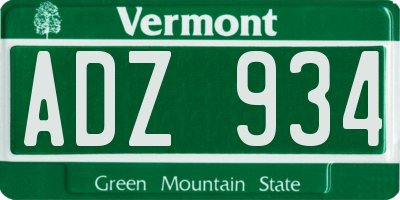 VT license plate ADZ934