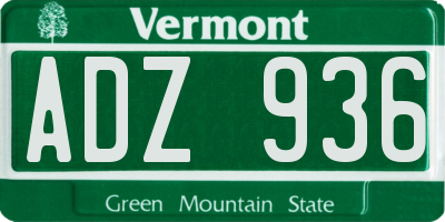VT license plate ADZ936