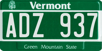 VT license plate ADZ937
