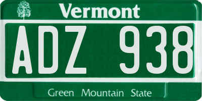 VT license plate ADZ938