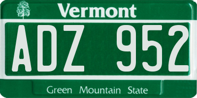 VT license plate ADZ952