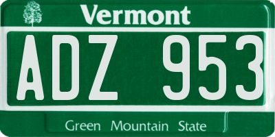 VT license plate ADZ953