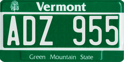 VT license plate ADZ955