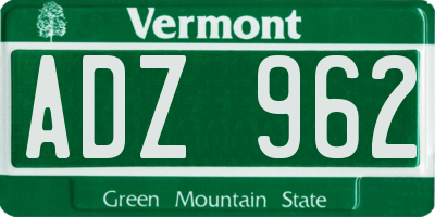 VT license plate ADZ962