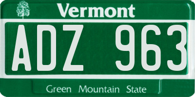 VT license plate ADZ963