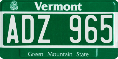 VT license plate ADZ965