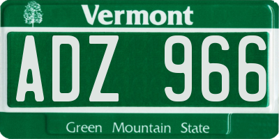 VT license plate ADZ966