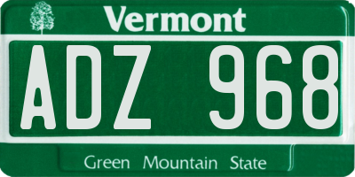 VT license plate ADZ968