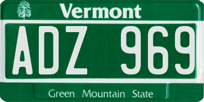 VT license plate ADZ969