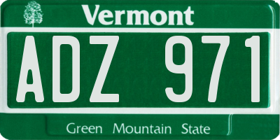 VT license plate ADZ971