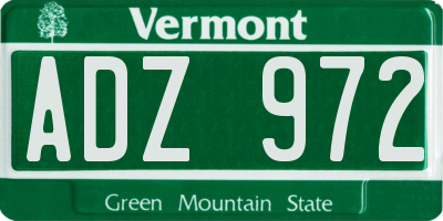 VT license plate ADZ972