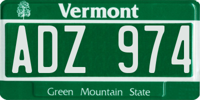VT license plate ADZ974