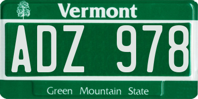 VT license plate ADZ978