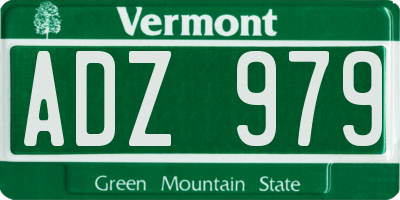 VT license plate ADZ979