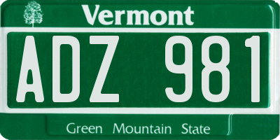 VT license plate ADZ981